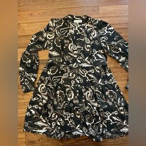 Hale Bob Black and White Pattern Tiered Dress, large